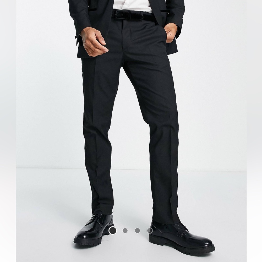 River Island - Slim - Tuxedo Pants - Black - W32 / L30 - NEW W/ TAGS